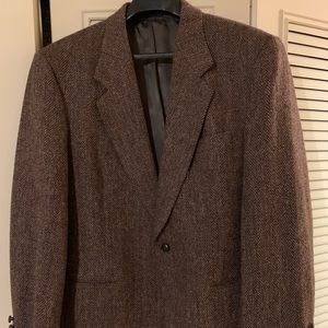Harris Tweed Brown Blazer 43R Herringbone Wool